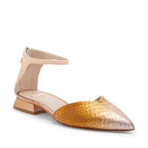 LOUISE ET CIE Cicilia Pointed Toe Flat Gold Pink 5.5